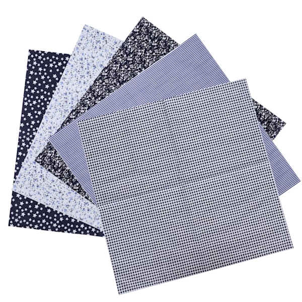 2 Set Bomullstyg Enfärgad Vävd Trycktyg DIY Sömnad Quiltning Lapptäcke 5 Färger 50x50cm (Mörkblå)