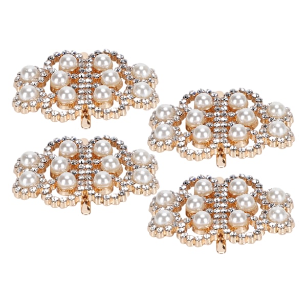 4 stk. Diamant Perle Dekorationer Mode Sko Klips Legering Smykker Ornamenter Håndværksartikler (Diamant Perle Symmetrisk)