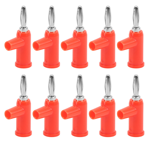 10 stk Stabelbare Bananpropper 4 mm/0.2in Lodfri Messing Standardstørrelse Stabelbar Banankontakt til Sikkerhedsudstyr Rød
