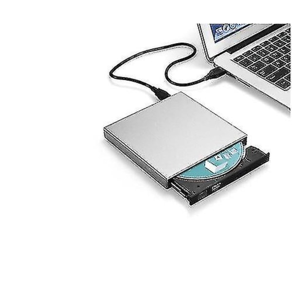 Usb cd-dvd-rw-læser/skriver til Lenovo-pc ekstern bærbar forbindelse (sølv)