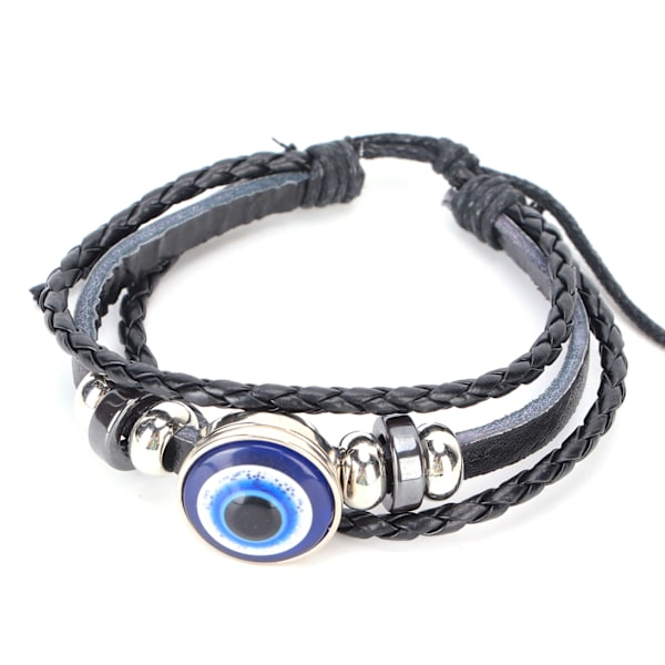 Blåt Ondt Øje Armbånd Tyrkisk Stil Justerbar Længde Håndvævet Læder Smykker til Mænd