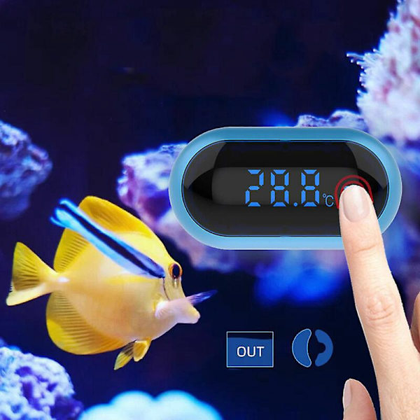 LCD Digital Akvarietermometer - Noggrann Temperaturmätning med Glasbehållare och LED-Display