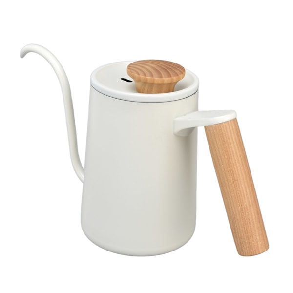 Handtag i rostfritt stål Droppkaffekanna Lång svanhalspip Droppvattenkokare Kaffe Tekanna Matt Vit600ml