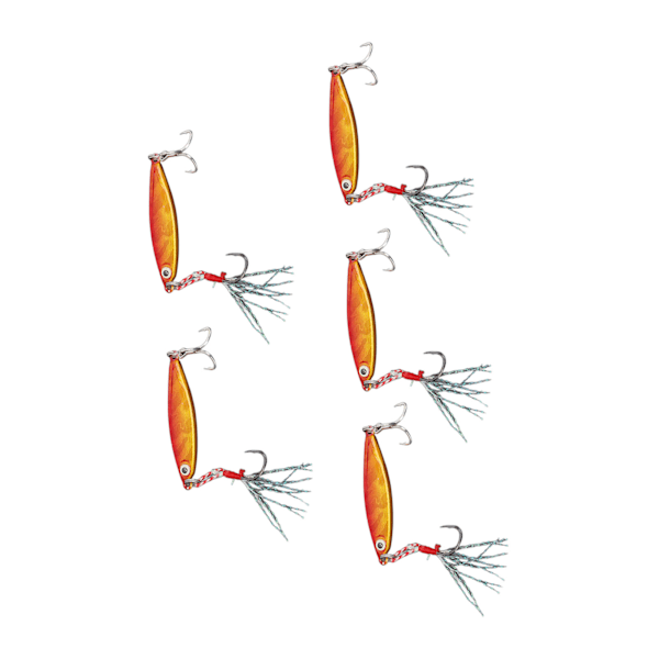5 kpl 10g Metal Vib Kovia Uistin Koukut Jigging Kalastus Syötit Teko-Uistin Kovia Syöttejä Sekvensoitu Laser Höyhen Koukku Oranssi Punainen