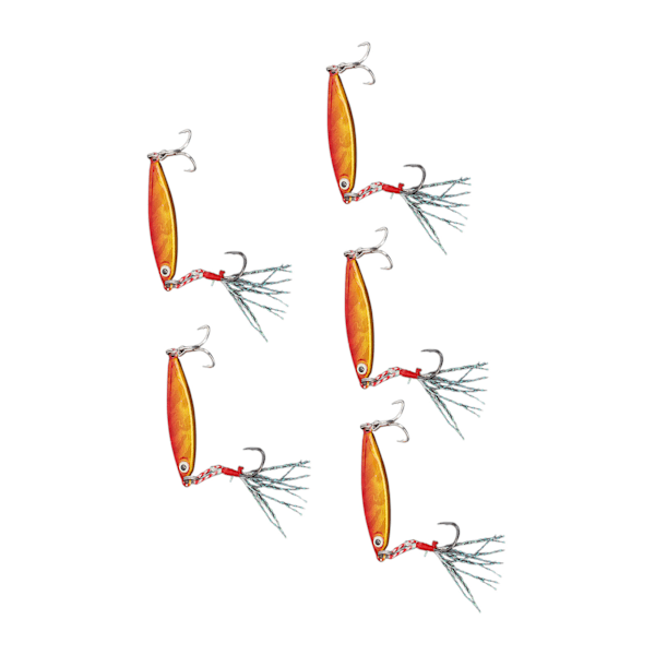 5 stk 10g Metall Vib Hard Fiske Agner Jigging Fiske Agner Kunstig Falsk Hard Agner med Sekvens Laser Fjærkrok Oransje Rød