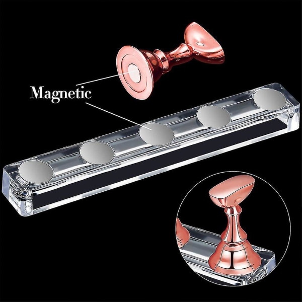 2 sett Akryl Nail Art Practice Stand Magnetic Nail Tip Holder Training Combination 3
