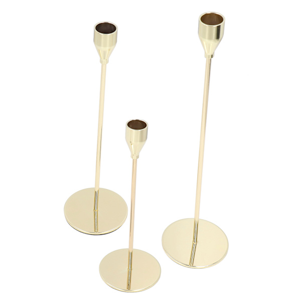 3 set Ljushållare Hel metallstruktur Enkel design Enkel installation Ljusstakar Lång hållare för restaurangfest