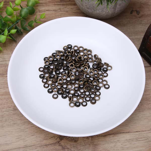 100 sett messing maljer klesveske tilbehør dobbeltsidig 4 mm maljesett bronse