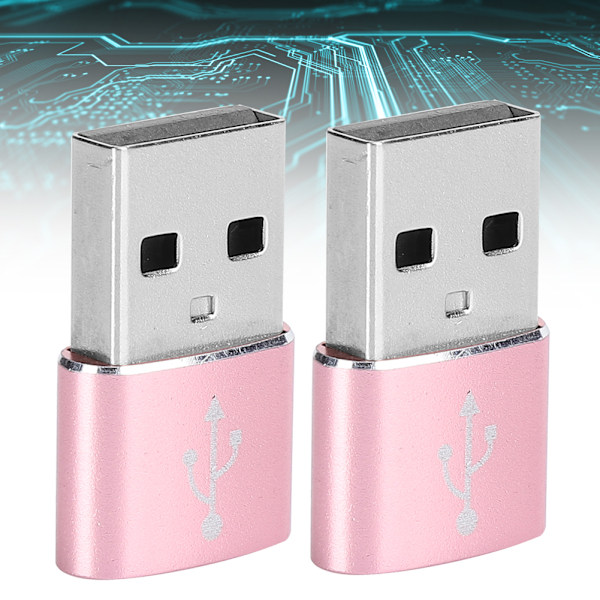 2 kpl Alumiiniseos TypeC - USB-sovitin lataukseen, synkronointiin ja tiedonsiirtoon (vaaleanpunainen)