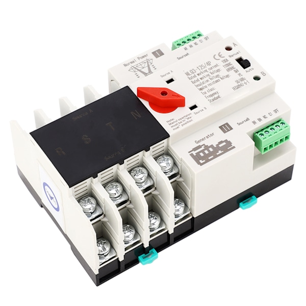 Dual Power Automatic Transfer Switch 4P Rail Mounted Generator Switchover Switch 100A AC110V