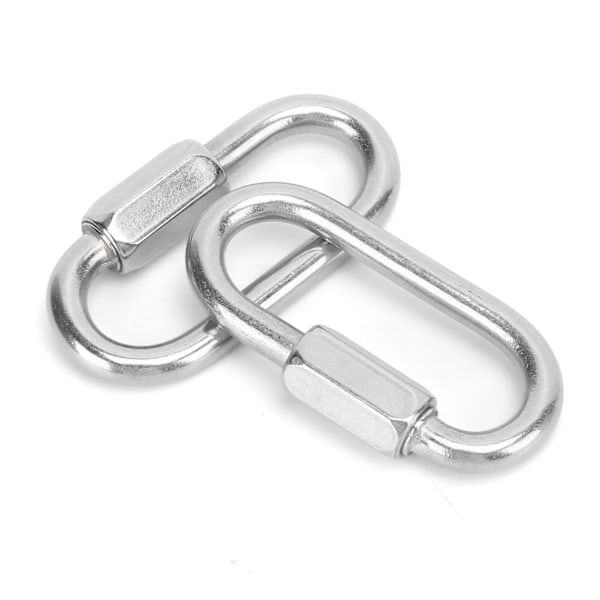 2 stk Hurtigkobling D-Formet Låsekarabiner i Rustfritt Stål med Sekskant Skrue for Klatring (5 mm)