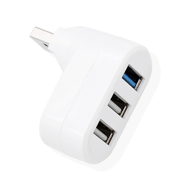 White 3-Port USB 3.0 Hub Splitter for Laptops - Portable Docking Station