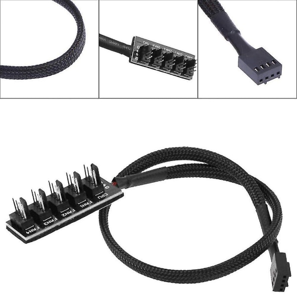 4-nastainen tuulettimen keskitin, 4-nastainen liitin Cpu-tuulettimelle PC-tuulettimen keskitin, tietokoneen prosessori/ case Tuuletin Power Multi Splitter -liitinkaapelisovitin 12v tietokoneelle 1x5 pin