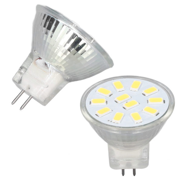 4 st/set MR11 LED spotlampa med dubbla nålfot 360° värmeavledning 3W 12 lysdioder Lampa GlödlampaKall Vit