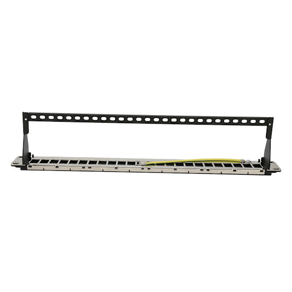 CAT5e Patchpanel 24 porter, anti-interferens, stabil, polert metall, CAT6 rackmontert panel for 19 tommers rackskap