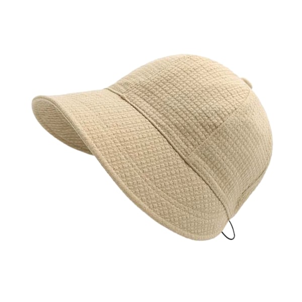 Hatt for kvinner i bomull, solbeskyttelse, bred brem, pakkbar, justerbar, sommerstrandhatt for utendørs, lys khaki