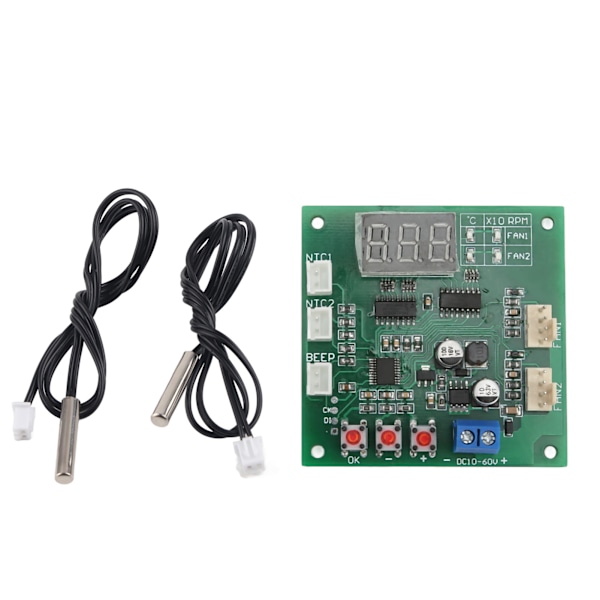 DC10‑60V 2-kanals 4-leders vifte PWM Temperaturhastighetsregulator Regulatormodul Interne viftekomponenter