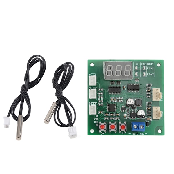 DC10‑60V 2-kanals 4-trådsfläkt PWM Temperaturhastighetsregulator Regulatormodul Interna fläktkomponenter