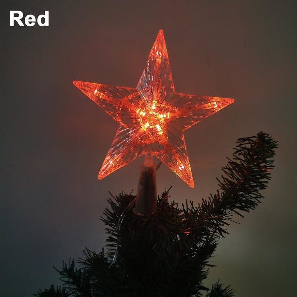 Julgran tänds med led-ljus, upplyst stjärntoppare för julgransdekorationer
