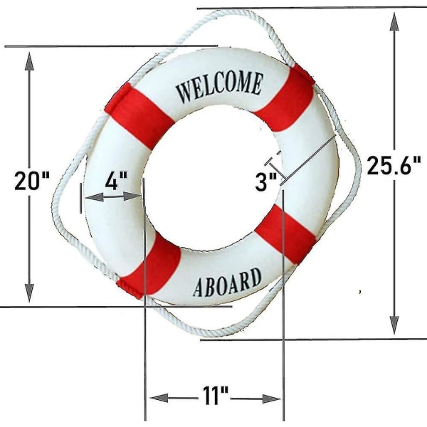 1 stk Nautical Life Ringdekoration til hjemmets vægdørhængende dekoration (20 tommer, rød)