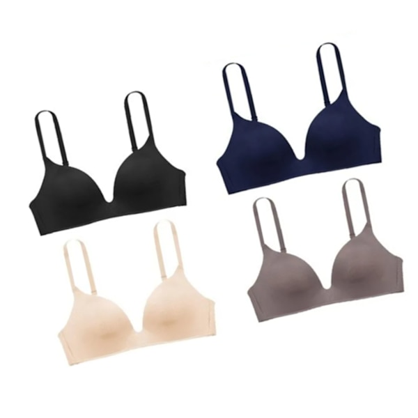 Dam BH 3/4 Cup Trådlös Sömlös Push Up Justerbar Mjuk Andas Ren Färg BH för Studenter Dam 4st Färg Blandad 36AB