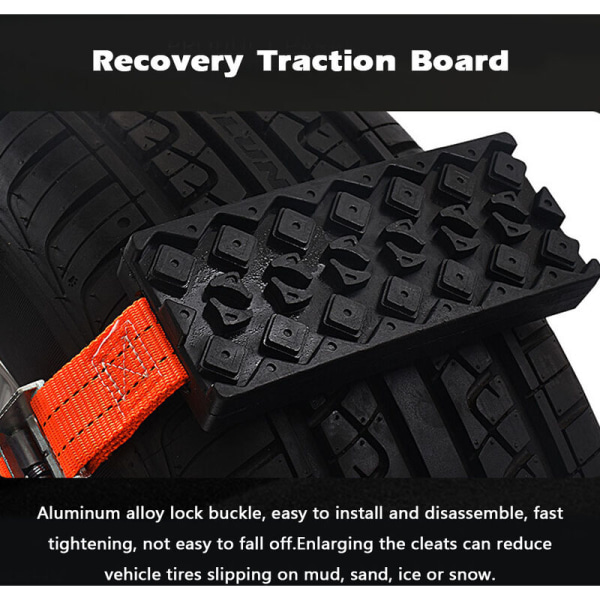 Traction Boards til bilgenvinding Mudder Sand Snedæk Stige Off-Road Vehicle Emergency Tracks Kæde Skridsikret trækmåtte, Model: Sort