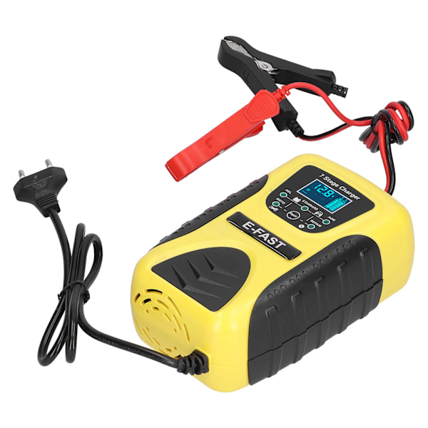 Automatisk Batteriladdare 7-stegs 12V 7A LCD-display Pulsreparation för Bil Gräsklippare Motorcykel EU 100‑240V