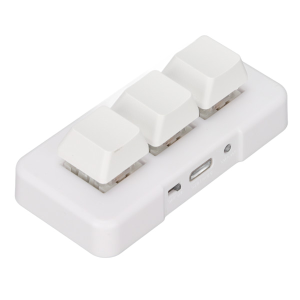 Tastatur med 3 taster RGB bakgrunnsbelyst 3 taster USB-grensesnitt Mini Mekanisk Programmerbar Plug and Play Makro-tastatur for datamaskin Hvit