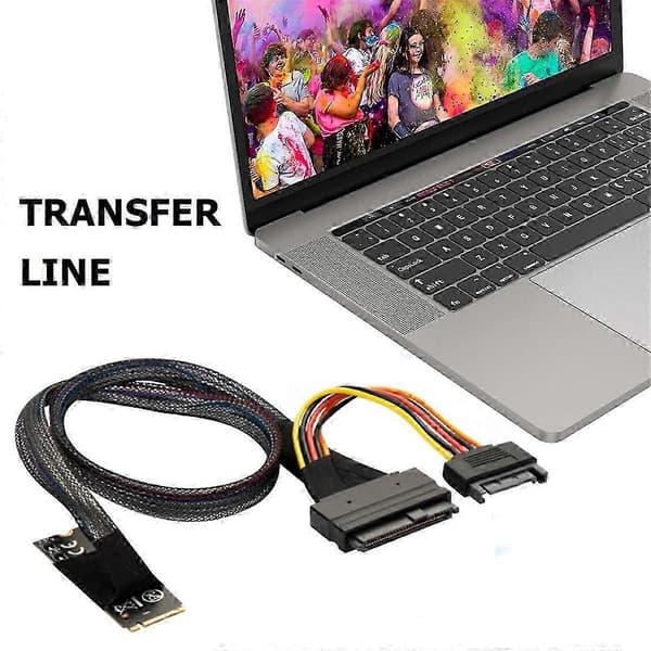M.2 M-Key til U.2 SFF-8639 adapterkabel, 15-pinners strømkontakt, for NVMe U.2 SSD, 32 Gbps