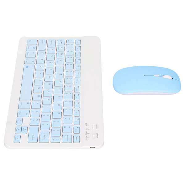 10-tums Bluetooth-tangentbordsset USB-laddning Ultratunt Tyst trådlöst tangentbord med DPI-mus för mobiltelefon bärbar dator Sky Blue