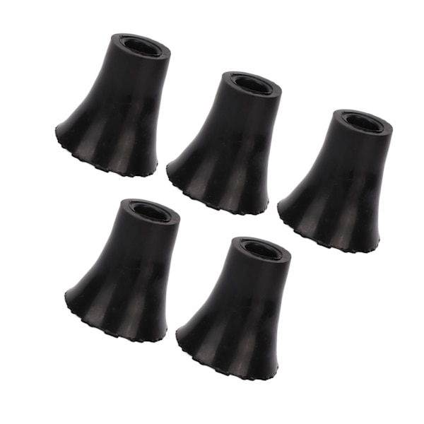 5 stk 19 mm Krykke Spidser Forhindrer Glidning Blød Forbedret Gummi Vandrestave Udskiftningsspids Sort
