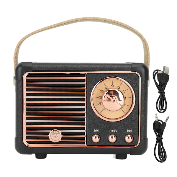 Retro Bluetooth-högtalare Vintage Dekor Gammaldags Stil Mini Bärbar Trådlös Högtalare för Kök, Skrivbord, Sovrum, Kontor, Utomhus, Svart