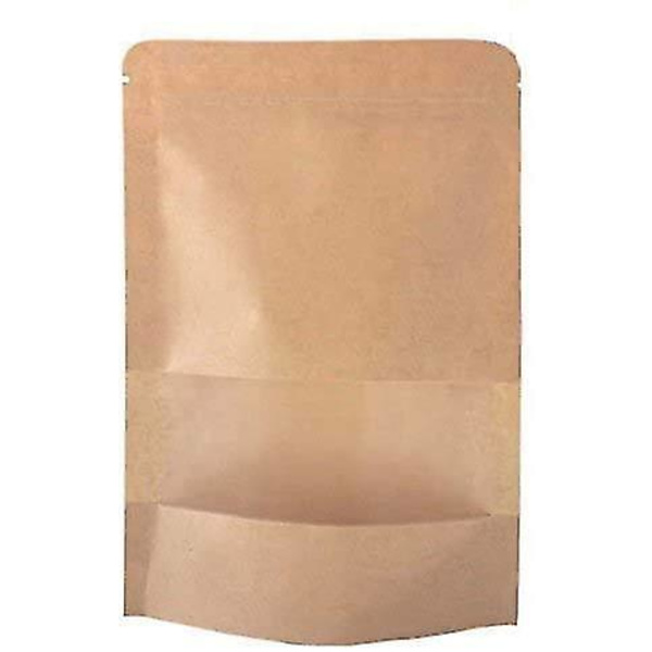 Kraft Stand Up Zip Lock Påsar med Matt Fönster, 9x14cm, 50-pack