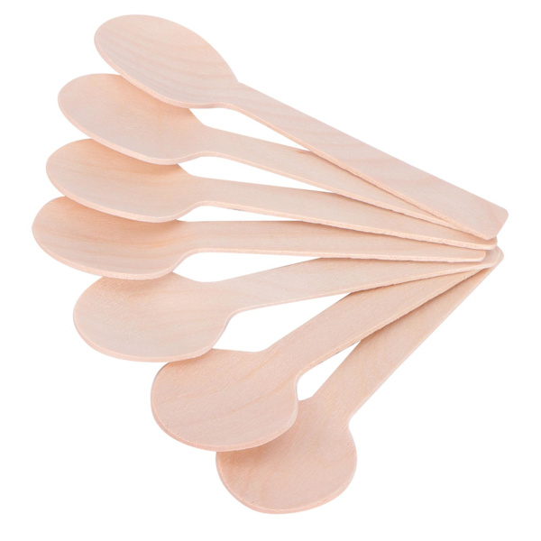 100 ST Engångs träskedar Mini Köksglass Dessertsked Bestick 10CM