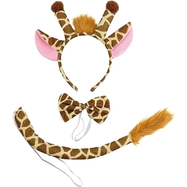 Giraffdräkt för barn: Rosett pannband, svans, karneval och födelsedagsklädsel.