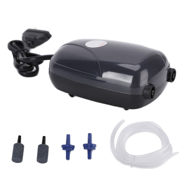 Oxygenpumpe Lille Professionel Lydløs Oxygenering Akvarium Luftpumpe EU Stik 220V til Fiskeopdræt Dobbelt Hul