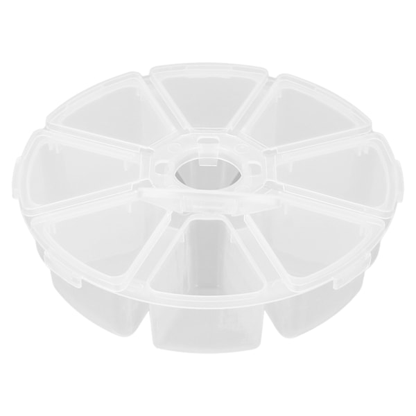 8 Ruter Runde Gennemsigtige Plastboks Opdelere Opbevaringsbeholder til Perler Smykker DIY Håndværk Neglekunst Artikler