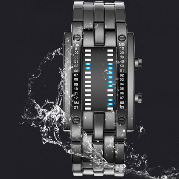 Binær Matrise Blå LED Digital Klokker Herr Dame Cclassic Fashionable Future Technology Binary Watch