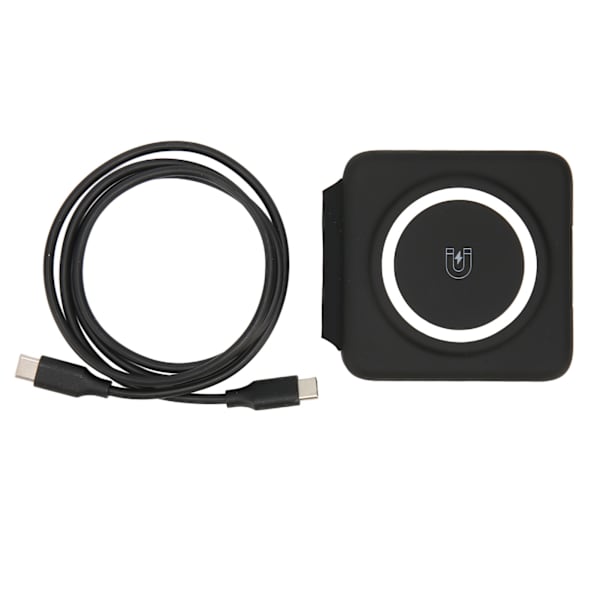 15W trådløs lader sammenleggbar 3 i 1 trådløs ladestasjon Rask trådløs ladepute for iPhone for Galaxy for iWatch SE Svart
