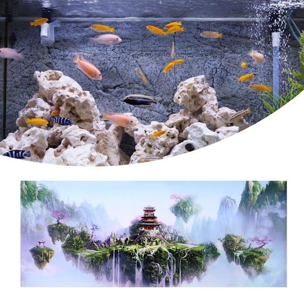 PVC vanntett selvklebende himmel slott mønster akvarium bakgrunn plakat klistremerke akvarium dekorasjon 122x50 cm