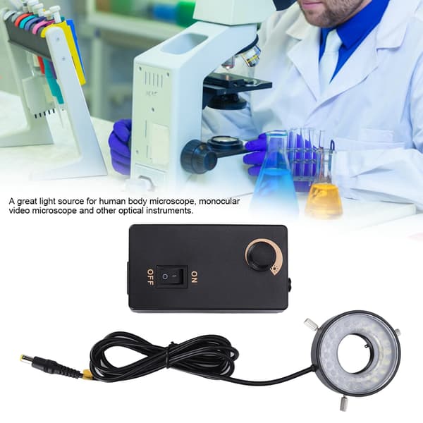 LED lysstyrke justerbar lyskilde ringlys for videomikroskoper optisk instrument EU-plugg 100-240V