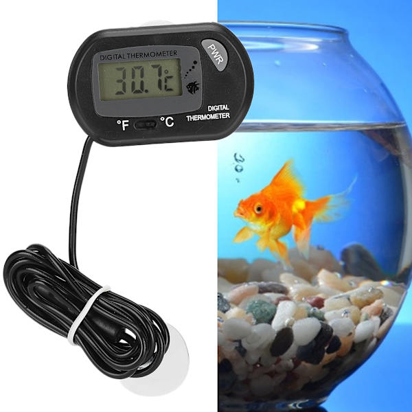 Digital LCD-sensor Akvarium Vattentermometer Styrenhet Kabelansluten Fish Tank Tillbehör svart
