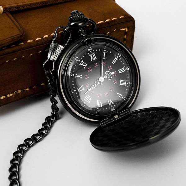Radiumemaljerad watch, vintage tvåsidigt Clamshell Luminous Quartz watch, Casual Wai - Svart