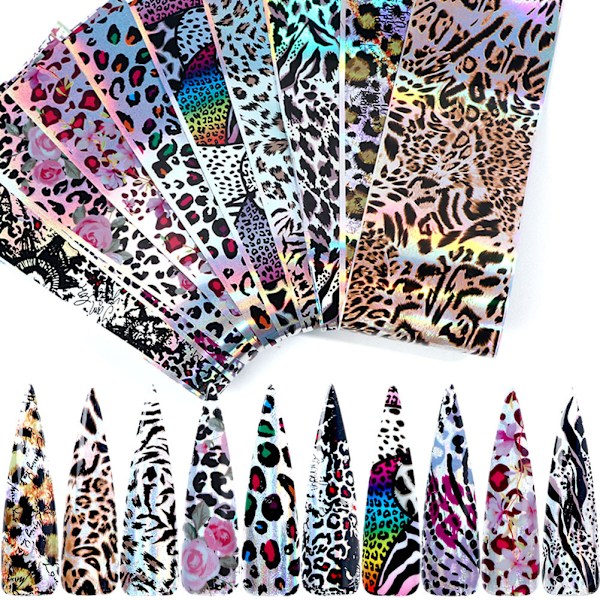 20 st Nail Art Transfer Foil Stickers Leopard Nail Art Foil Transfer Roll Set Nail Wraps Sticker Kit