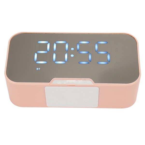 Bluetooth-högtalare med digital väckarklocka Temperaturdisplay Röstmeddelande FM-radio Spegel Väckarklocka Högtalare Rosa
