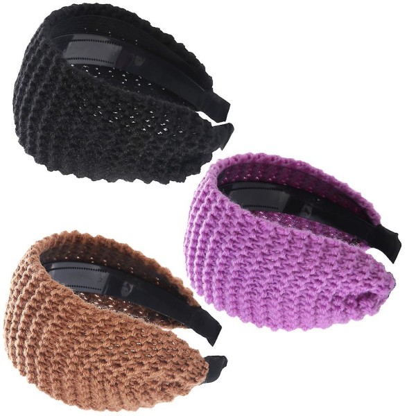 Tykt strikket pandebånd Mode hovedindpakning i ensfarvet skridsikker til daglig festivalgave