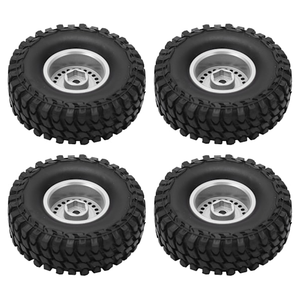 4 kpl 55 mm eturenkaat ja takarenkaat sekä 24 reiän vanteet Axial SCX24 1/24 RC-autolle, hopea