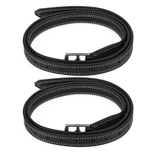 Et par engelske sadelstigbøjle stropper blødt læder mikrofiber spænde i rustfrit stål Sort