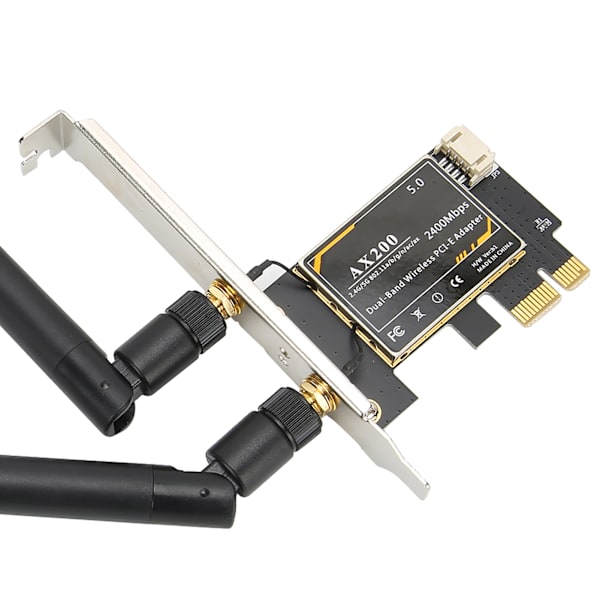 For Intel AX200 5G WiFi-kort Dobbelt bånd Bluetooth 5.1 PCIE trådløst kort med antenne for Windows 10 64bit/ for Linux PC Desktop