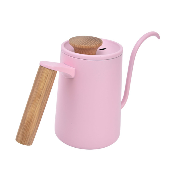 Handtag i rostfritt stål Dropp kaffekanna Svanhalspip Droppvattenkokare Kaffe Tekanna Rosa600ml
